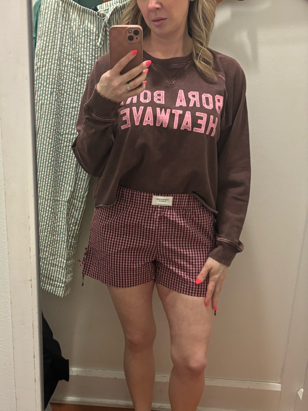 American Eagle Outfitters Red Gingham Casual Shorts